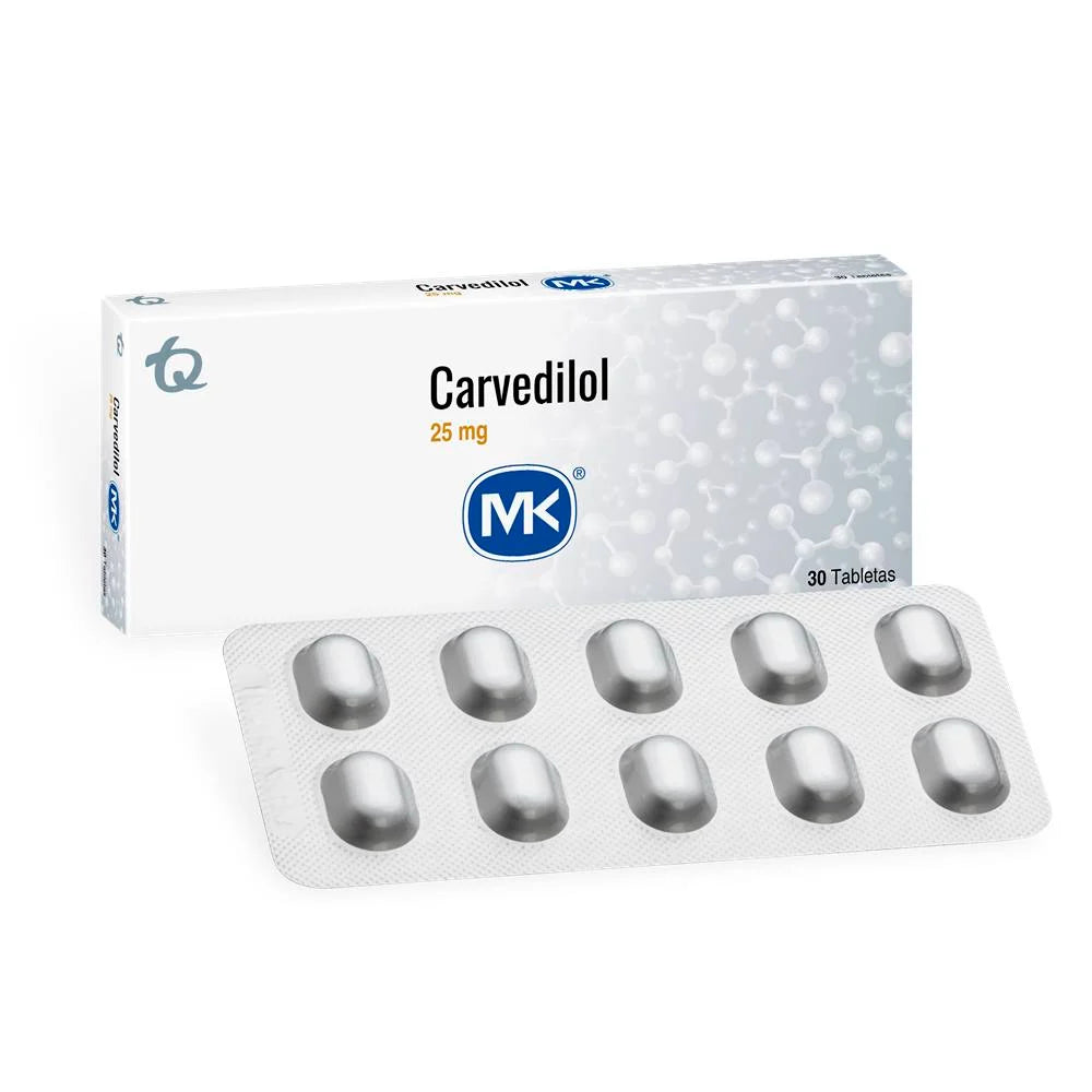 Carvedilol 25 mg x 30 tabletas (MK)