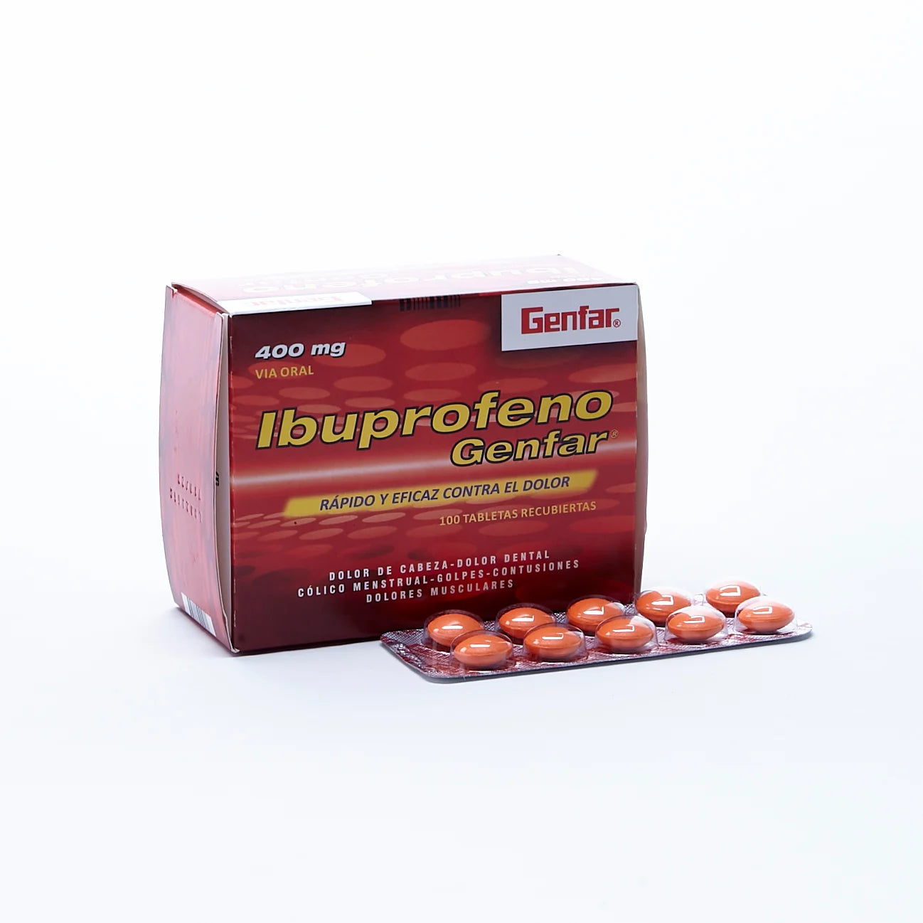 Ibuprofeno 400 mg x 100 tabletas (Genfar)