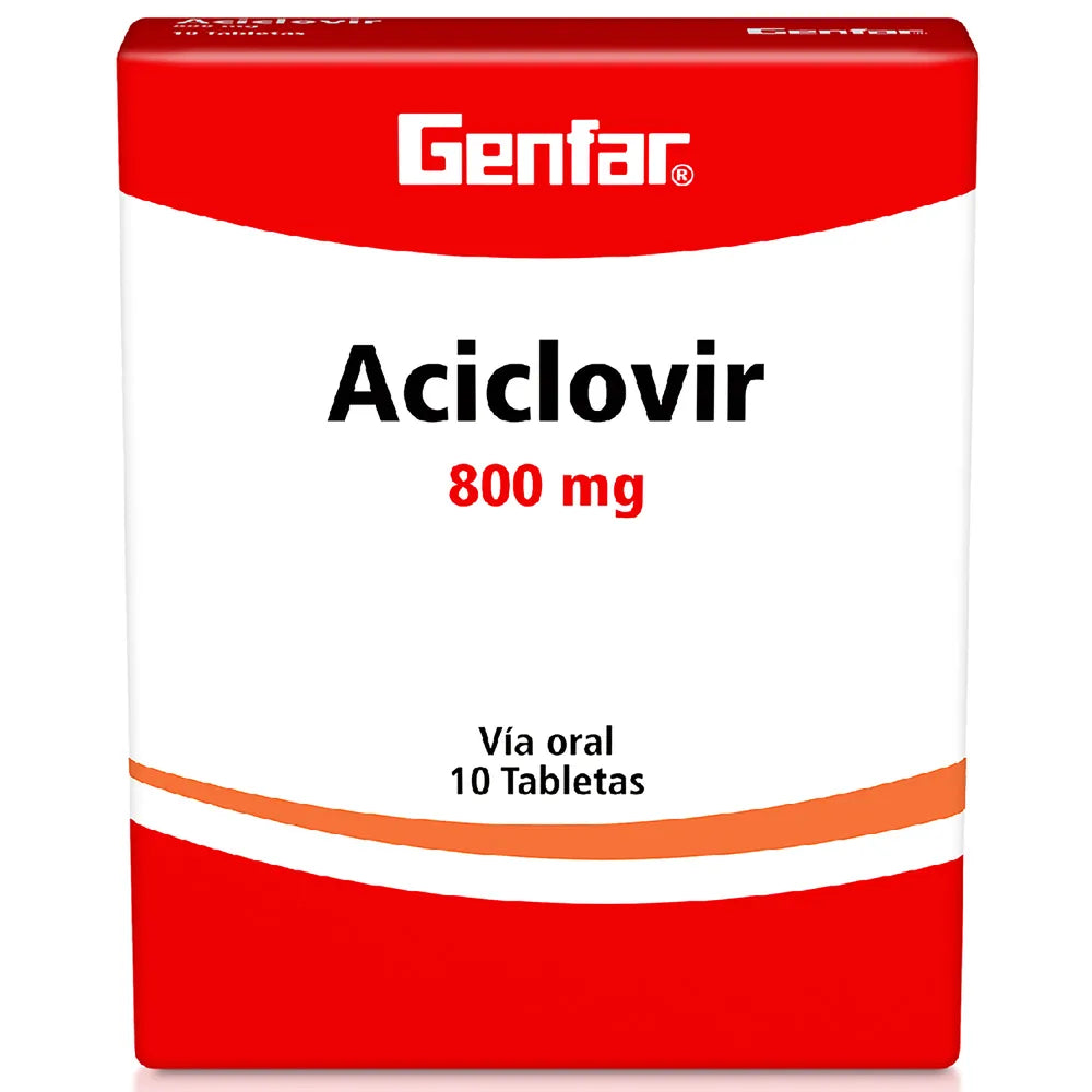 Aciclovir 800 mg x 10 tabletas (Genfar)