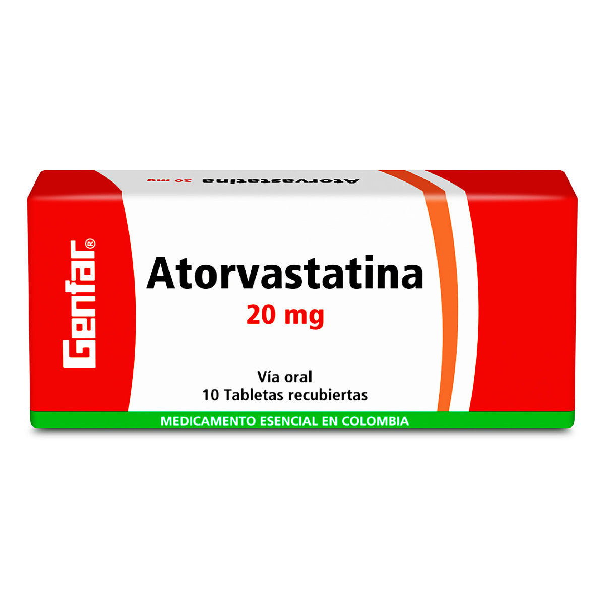 Atorvastatina 20 mg x 10 tabletas (Genfar)