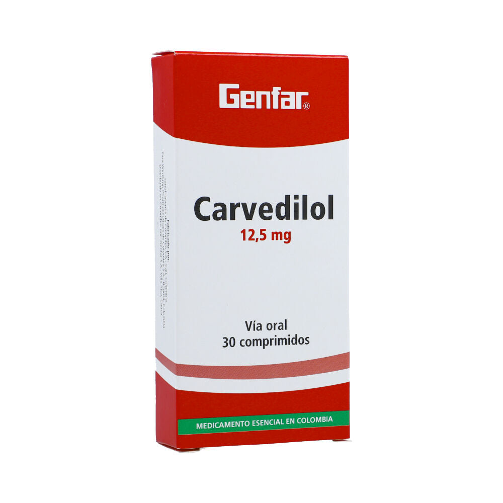 Carvedilol 12.5 mg x 30 tabletas (Genfar)