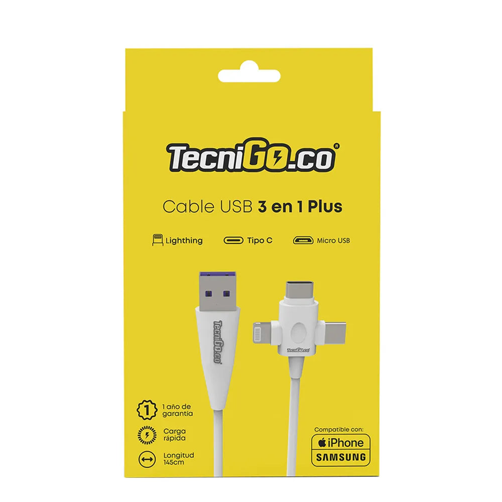 Cable 3 Puntas Carga Rápida