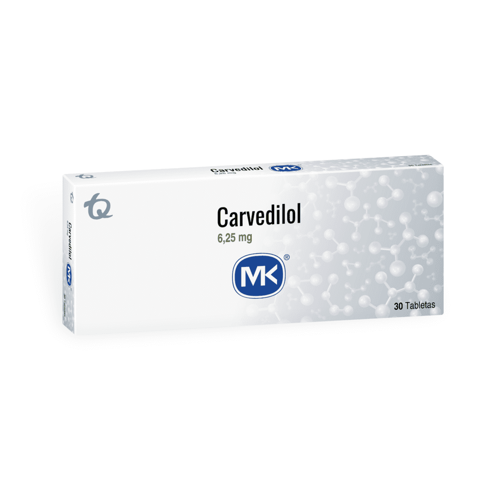 Carvedilol 6.25 mg x 30 tabletas (MK)