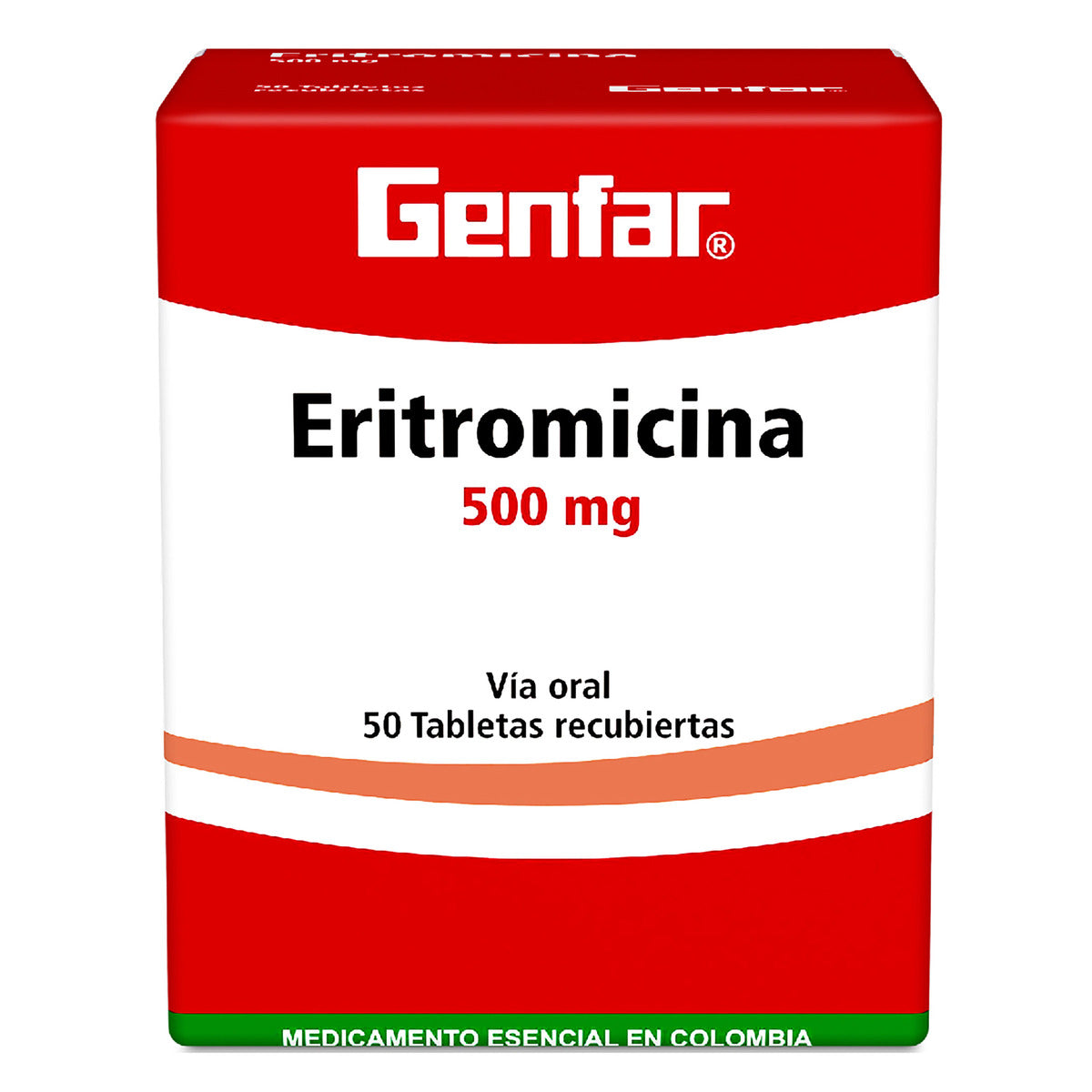 Eritromicina 500 mg x 50 tabletas (Genfar)