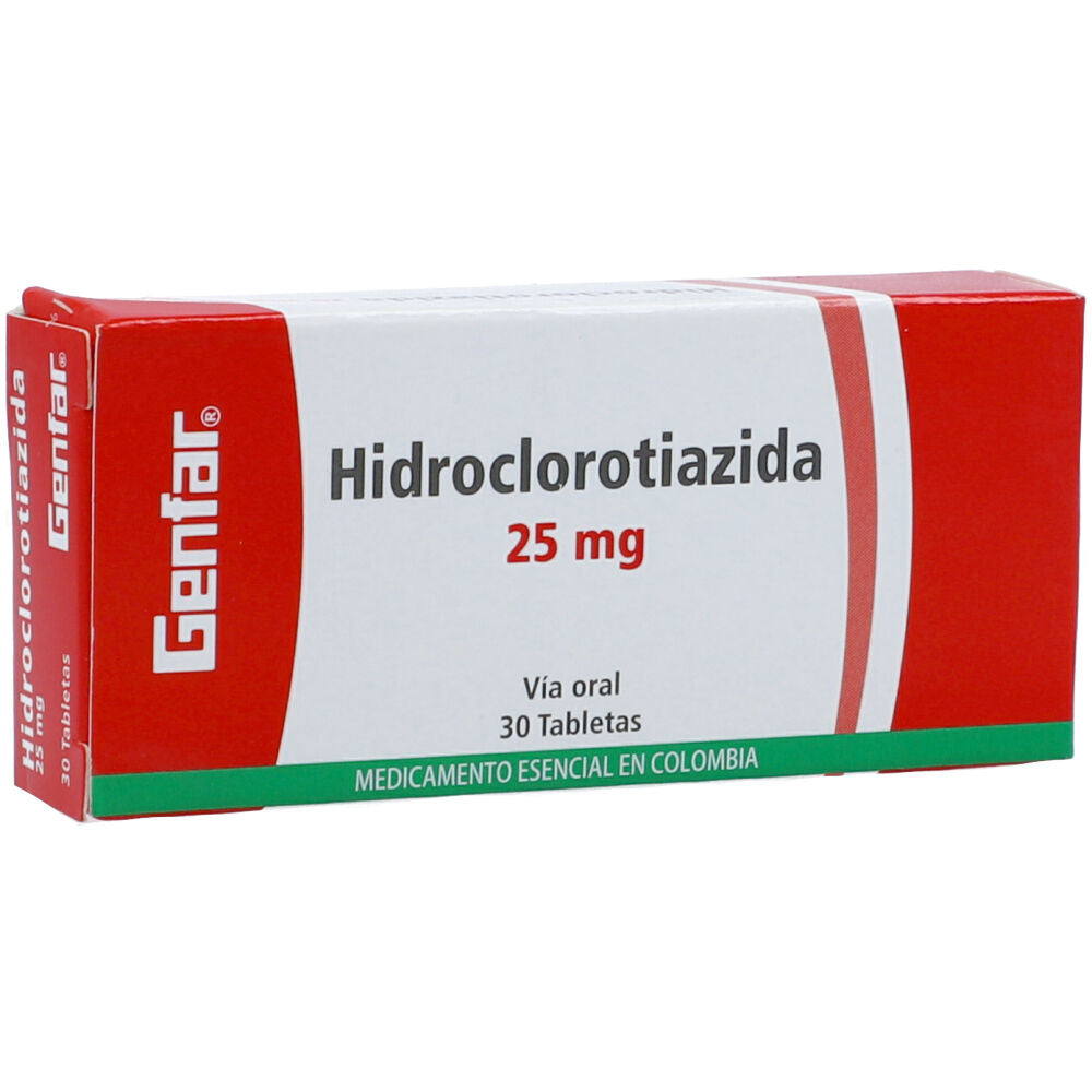Hidroclorotiazida 25 mg x 30 tabletas (Genfar)