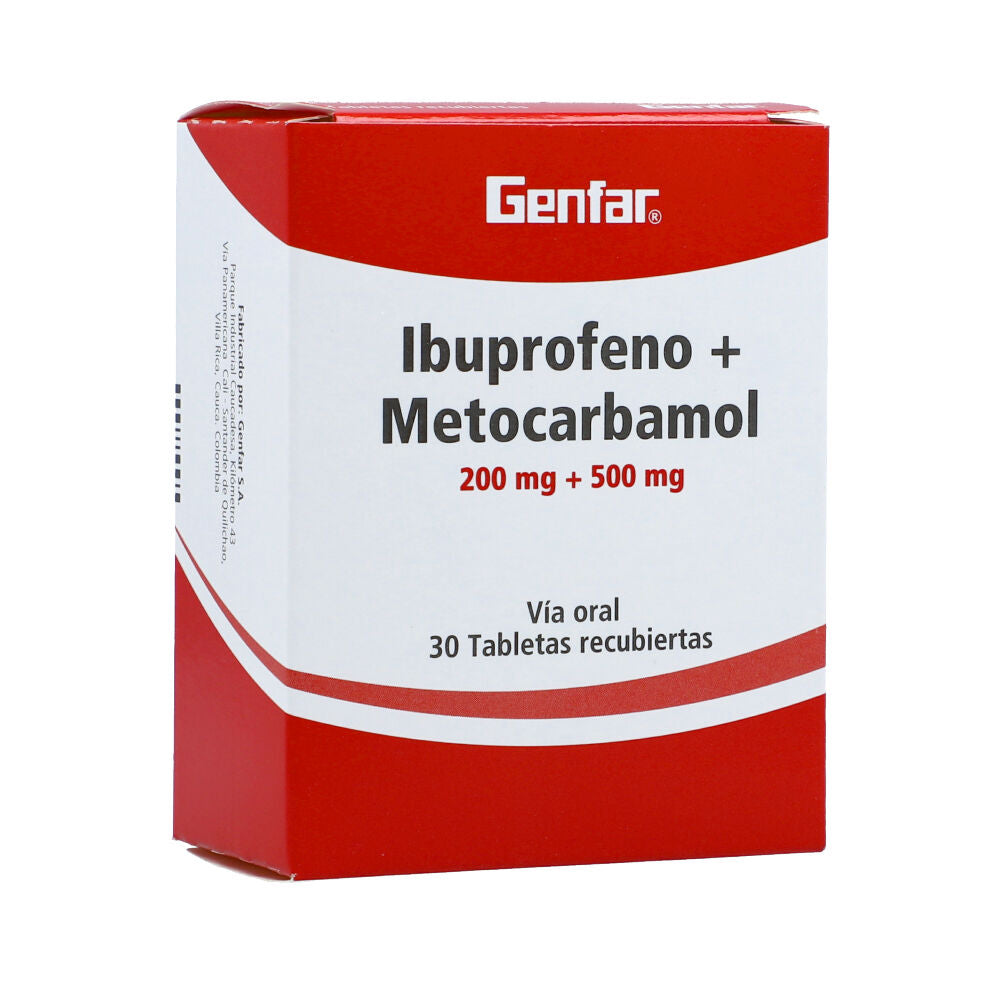 Ibuprofeno+Metocarbamol 200/500mg x 30 tabletas (Genfar)