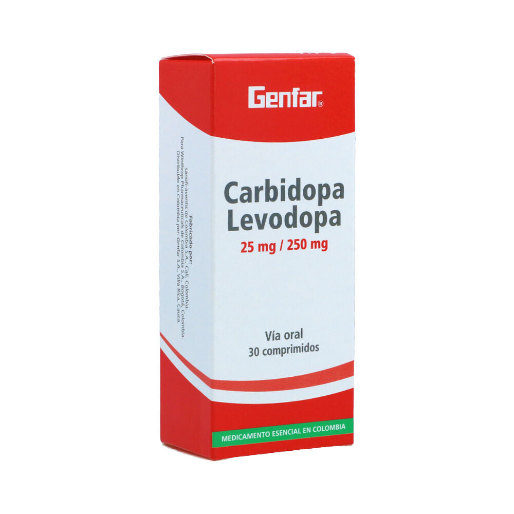 Carbidopa Levodopa 25/250 mg x 30 tabletas (Genfar)