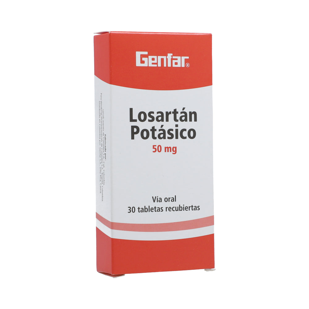 Losartan 50 mg x 30 tabletas (Genfar)