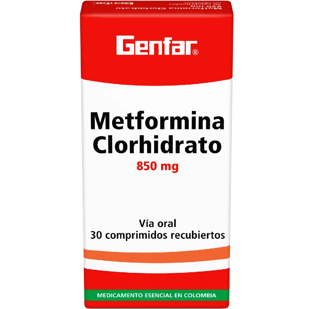 Metformina 850 mg x 30 tabletas (Genfar)