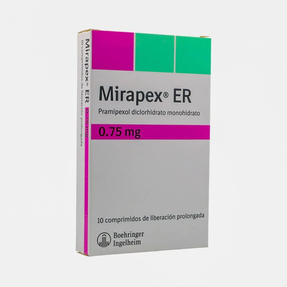 Mirapex ER 0.75 mg x 10 tabletas