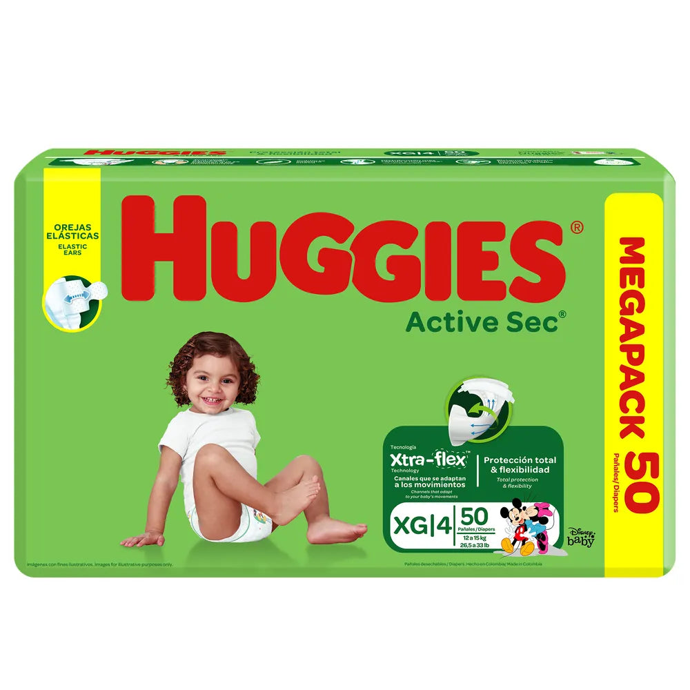 Pañal Huggies Active Sec Etapa 4/XG