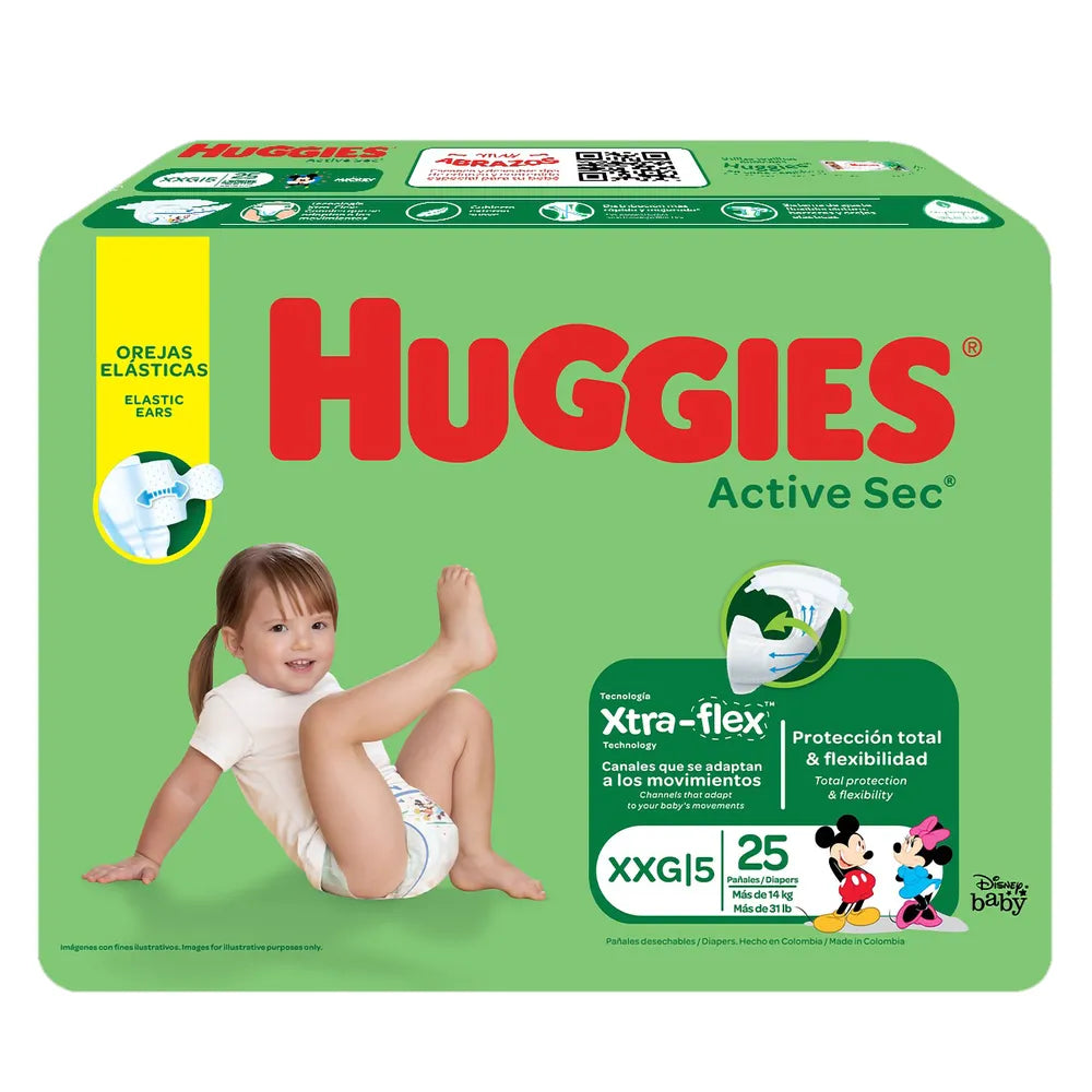 Pañal Huggies Active Sec Etapa 5/XXG