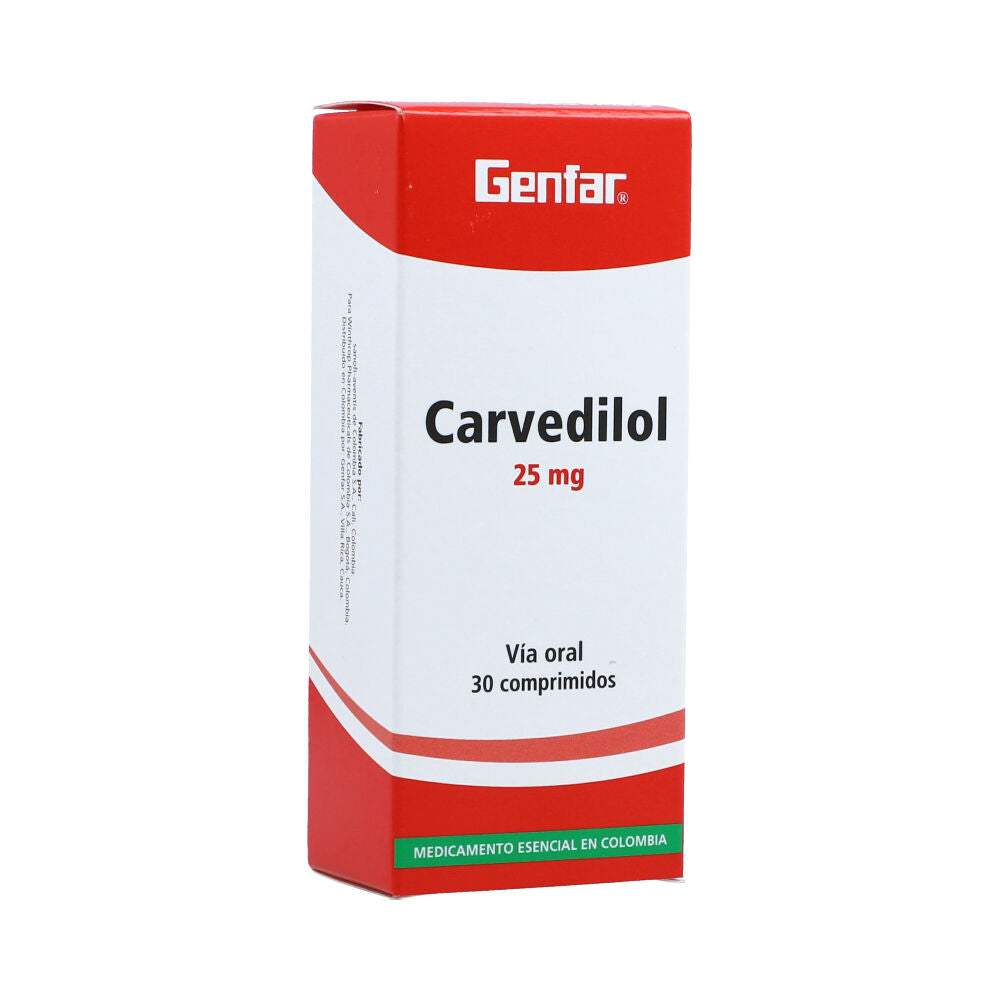 Carvedilol 25 mg x 30 tabletas (Genfar)