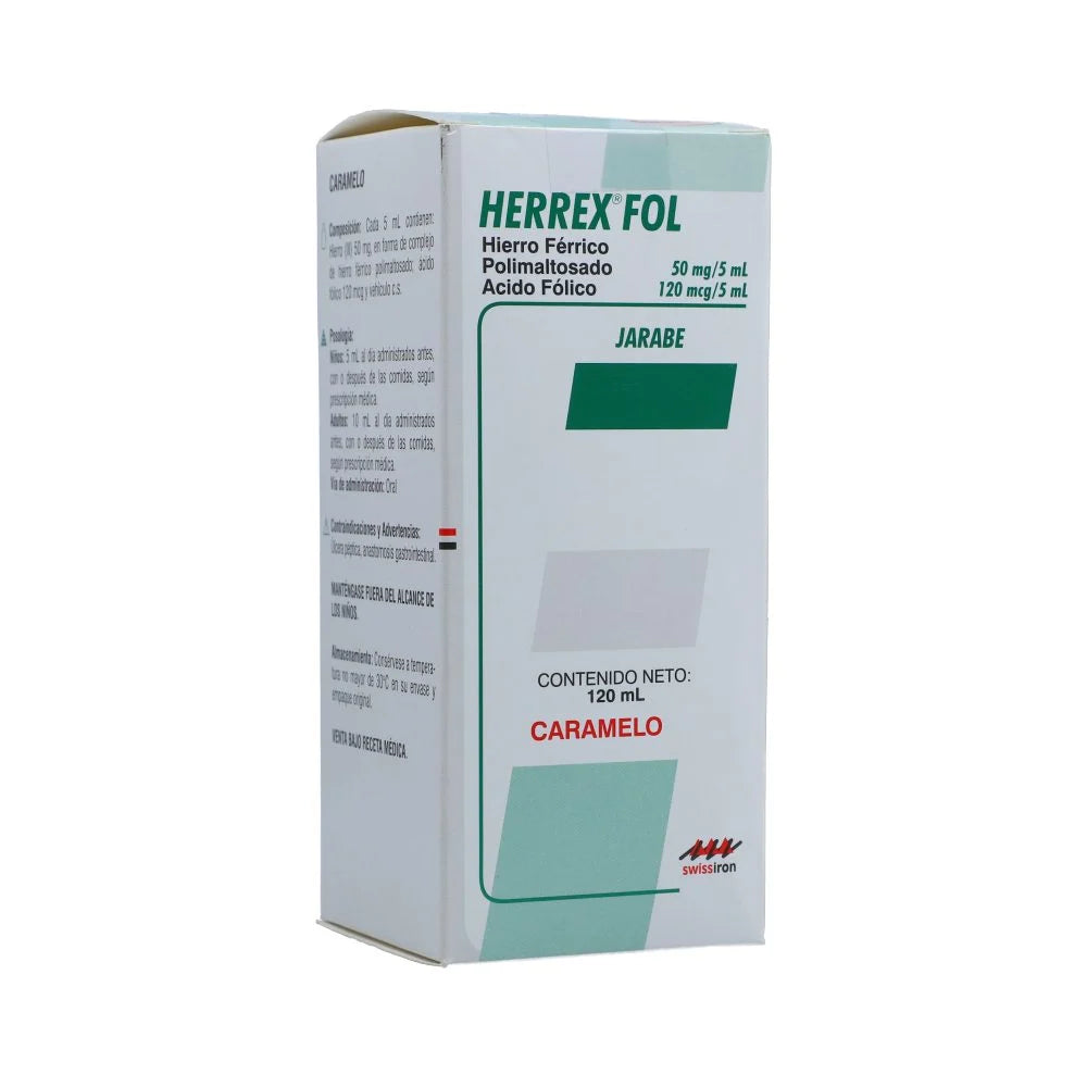 Herrex Fol Jarabe 50mg+120mcg/5mL x 120mL