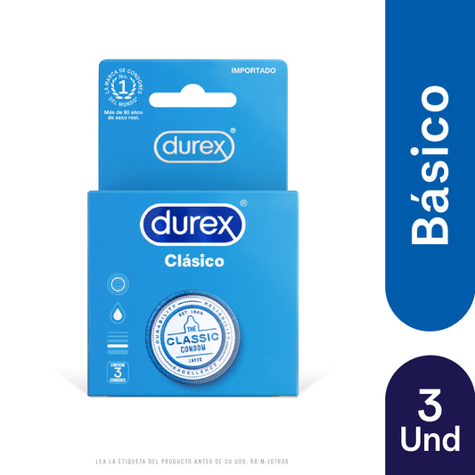 Preservativo Durex Clásico x 3 Unidades
