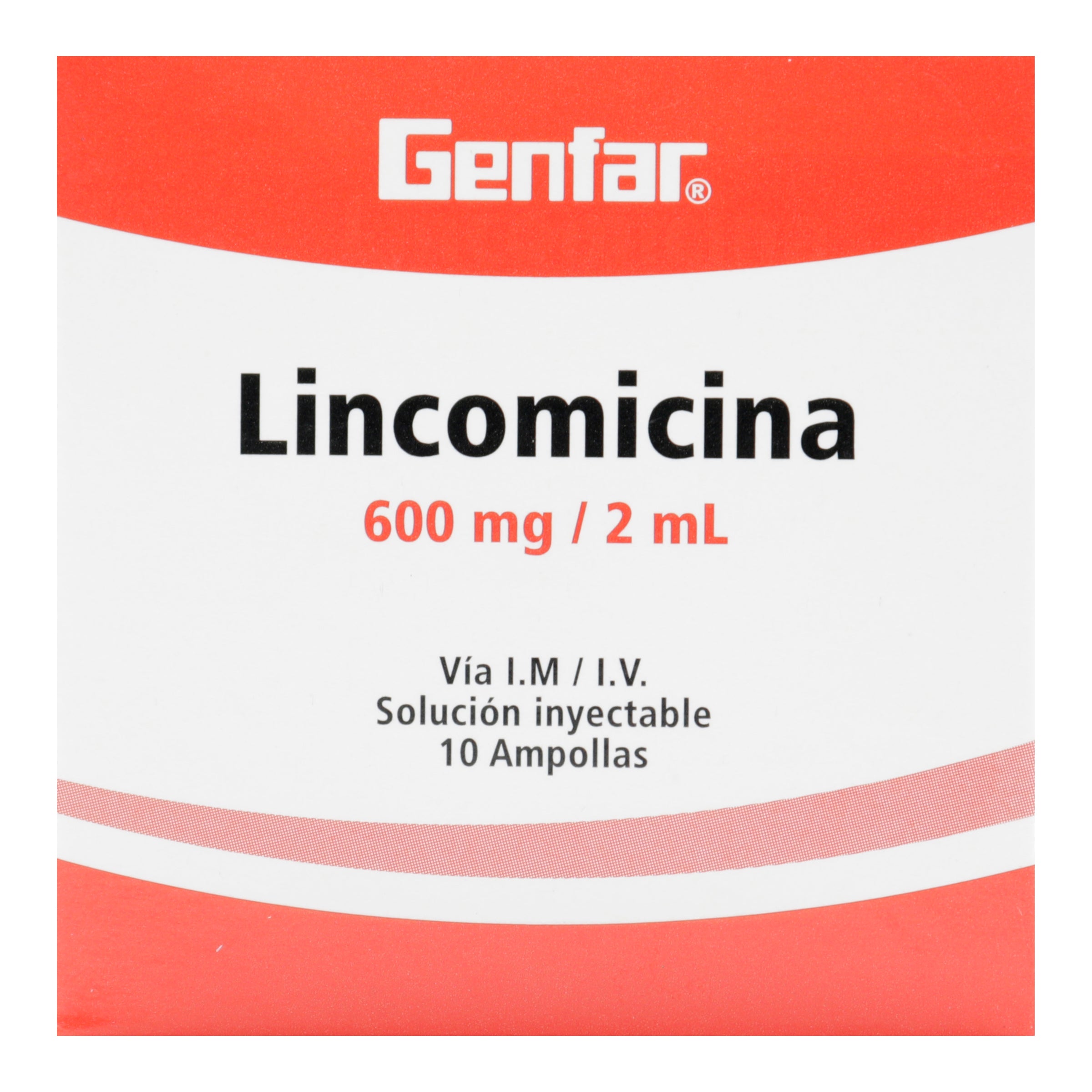 Lincomicina 600 mg/2 ml x 10 ampollas (Genfar) – Drogas Económicas