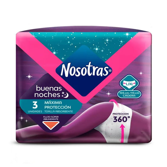 Toalla Nosotras Buenas Noches Máxima Protección talla L/XL